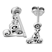 Triskele Triple Spiral Silver Stud Earrings, ep256